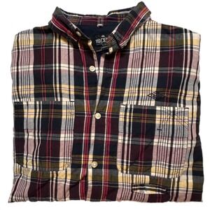 10 Deep Y2K Mens Flannel Plaid Button Down Long‎ Sleeve Shirt Sz Large Skate